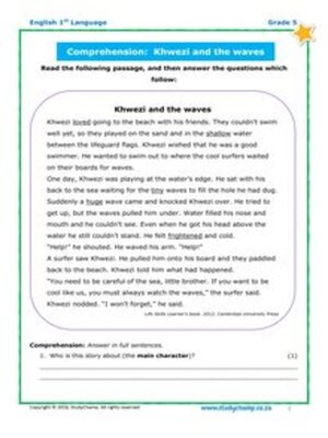 cover image of Grade 5 English: Comprehension - Khwezi & the Waves